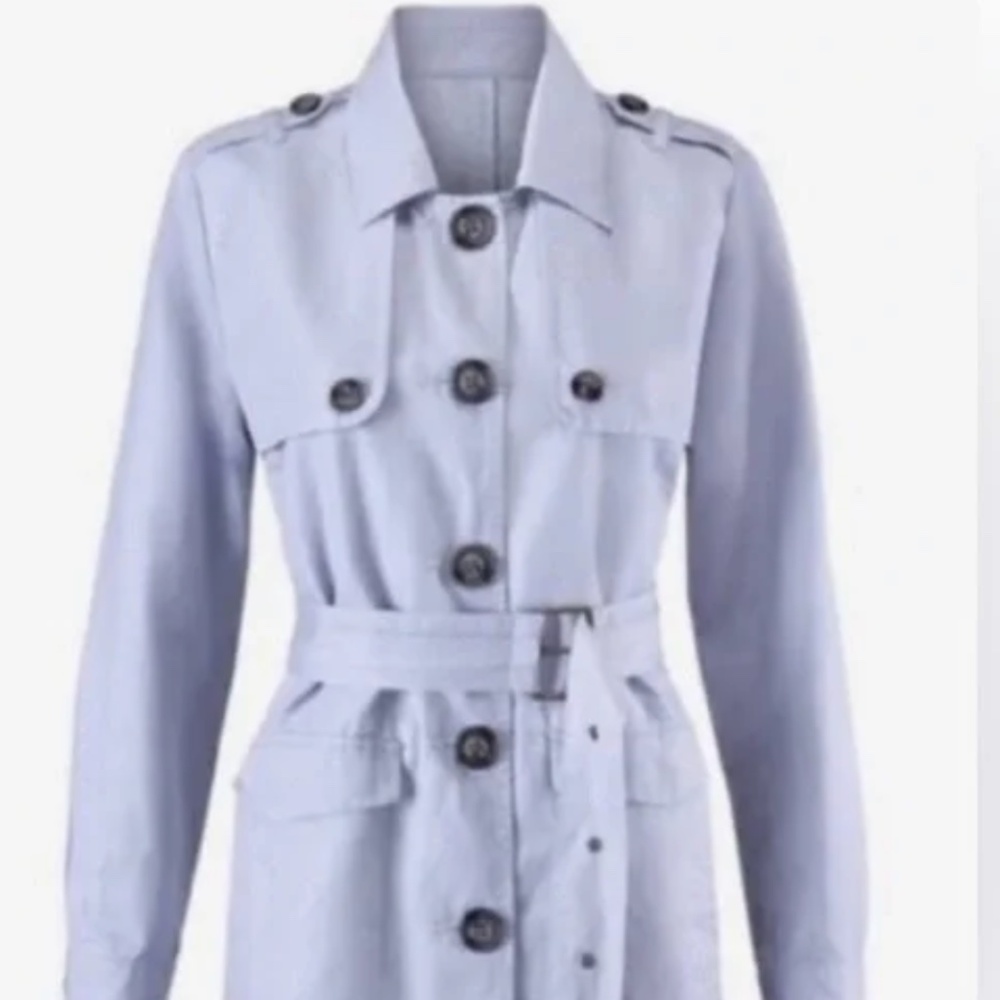 Cabi Tanner Trench Coat Periwinkle Blue Silver Lake